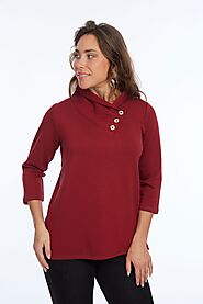 Gathered Neckline Soft Knit Tunic Top With Details | LIOR – Lior - Alisha.D