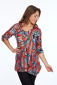 Abstract Vibrant V-Neck High Low Tunic | Lior - Alisha.D