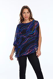 Off the shoulder Flowy Electric Wire Print Blouse | Lior - Alisha.D