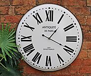 Vintage French Style White Metal Wall Clock