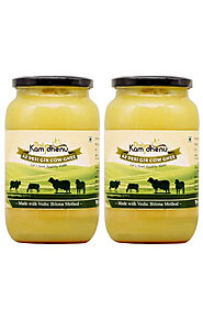 Divya Kamdhenu - A2 Desi Cow Ghee - Glass Jar ( 1+1 = 2 Ltr ) | Lucknow Farmers Mkt.