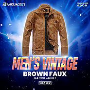 Men’s Vintage Brown Faux Leather Jacket