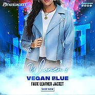 Women’s Vegan Blue Faux Leather Jacket