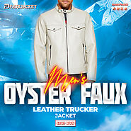 Men’s Oyster Faux Leather Trucker Jacket