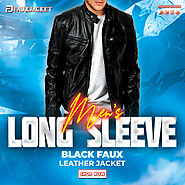 Men’s Long Sleeve Black Faux Leather Jacket