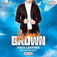 Women’s Brown Faux Leather Biker Jacket