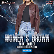 Women’s Brown Faux Leather Motocross Racer Jacket