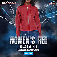 Women’s Red Faux Leather Motocross Racer Jacket