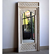 Buy Jharokha Mirror Frame in Antique White Online in India | The Home Dekor