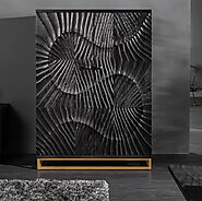 Wave Bar Cabinet Black-The Home Dekor