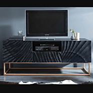 Wave tv cabinet black-The Home Dekor