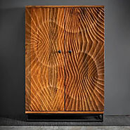 Wave Bar Cabinet Natural- The Home Dekor