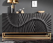 Wave sideboard 3 Door Black-The Home Dekor