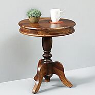 Vintage Round Side Table - Solid Sheesham Wood