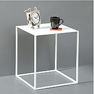 Cuber Iron End Table White