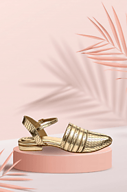 Metallic Gold Ankle Strap Ballerinas – Chere | Womens footwear online in India