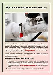 Tips on Preventing Pipes From Freezing