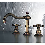 Dual Handle Antique Faucet Copper Hot And Cold Fashion Bathroom Cabinet Basin Rotating Faucets At FaucetsDeal.com