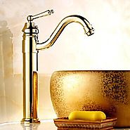 Ti-PVD Finish Solid Brass Single Handle Centerset Bathroom Sink Faucet At FaucetsDeal.com