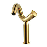 Antique Country Rotatable Brass Polished Bathroom Sink Faucet At FaucetsDeal.com