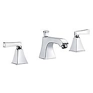 Modern Widespread Bathroom Three Holes Sink Faucet in Chrome with Double Handles At FaucetsDeal.com