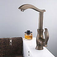 Antique Brass Finish Single Handle Centerset Bathroom Sink Faucet(Tall) At FaucetsDeal.com