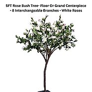 5FT Rose Bush Tree- Floor Or Grand Centerpiece - 8 Interchangeable Branches - White Roses