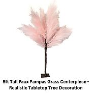 5ft Tall Faux Pampas Grass Centerpiece - Realistic Tabletop Tree Decoration