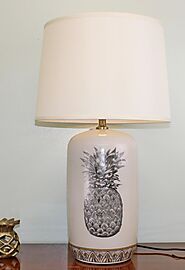 Black & White Ceramic Lamp with Pineapple Design