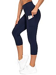 THE GYM PEOPLE Thick High Waist Yoga Pants with Pockets, Tummy Control Workout Running Yoga Leggings for Women (Large...