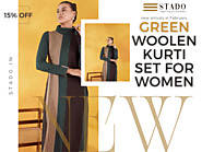 Green Woolen kurti set for women