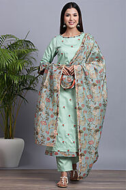 Find Hand Crafted Kurta Set with Dupatta Online