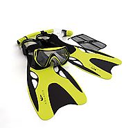 Aquadis Snorkeling Set with High-Quality Diving Mask, Dry Top Snorkel, and Open Foot Pocket Luxury Fins for Men and W...