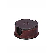 Cannes Leather Coaster - Walnut Brown