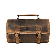 Lexington Leather Toiletry Bag - Vintage Brown