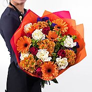 Orange Daisy with Red Rose Bouquet
