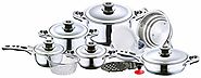 Concord Cookware Hoffmayer SAS19 19-Piece Induction Compatible Surgical Stainless Steel 7-Ply Cookware Set