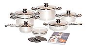 Millerhaus SAS17-H 17-Piece T304 Stainless Steel Cookware Set with 7-Ply Bottom and Induction Compatible