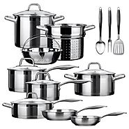 Duxtop Professional Stainless-steel 17-piece Induction Ready Cookware Set Impact-bonded Technology