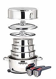 Magma Products, A10-360L-IND, 10 Piece Gourmet Nesting Stainless Steel Cookware Set, Induction Cooktops