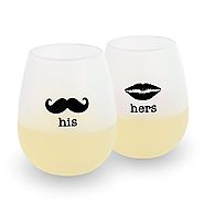 DuVino SIP IT! His and Hers Unbreakable, Reusable, Food-Grade Silicone Wine Glasses - Set of 2 - Great Wedding and An...