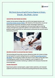 BA (Hons) Accounting & Finance Degree in Dubai - Sharjah - Abu Dhabi - Ajman