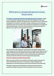 MBA Programs in Strategic Management in Dubai, Sharjah, Ajman