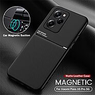 Car Magnetic Holder Leather Case For Poco X5 Pro 5G / Poco X5 5G