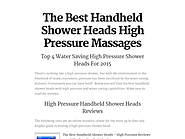 The Best Handheld Shower Heads High Pressure Massages