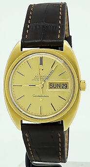 Omega ref 168.029 Gold Auto 36mm Gold Dial Constellation C Day-Date on Strap