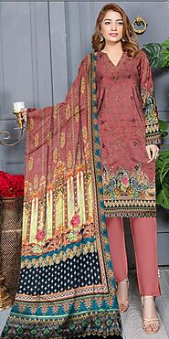 Designer Dress Unstitched 3 piece lawn Suit with Dyed Trouser and Duppatta Summer Collection by Spark Outfit