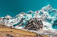 Panoramic view of Mount Everest and surrounding peaks