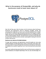 What is the purpose of PostgreSQL - Delphin Technologies