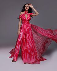 Bold & Beautiful | Fouad Sarkis Dark & Light Pink Long Dress